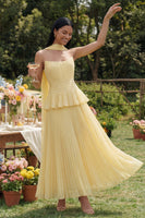 Load image into Gallery viewer, Dusty Sage A Line Ruffled Maxi Beach Wedding Guest Dress with Pleats