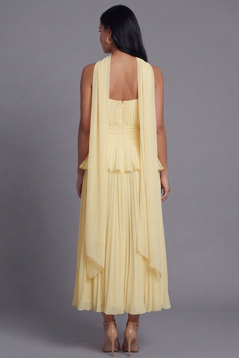 Load image into Gallery viewer, Dusty Sage A Line Ruffled Maxi Beach Wedding Guest Dress with Pleats