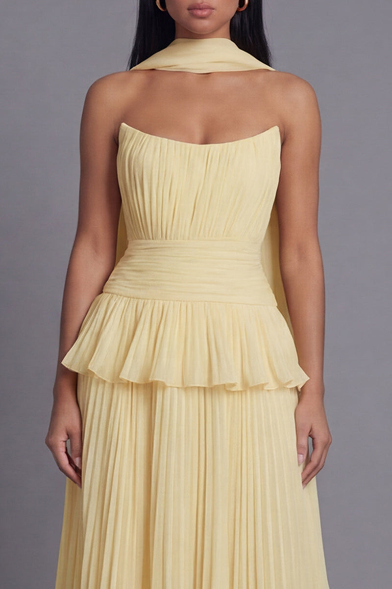 Load image into Gallery viewer, Dusty Sage A Line Ruffled Maxi Beach Wedding Guest Dress with Pleats