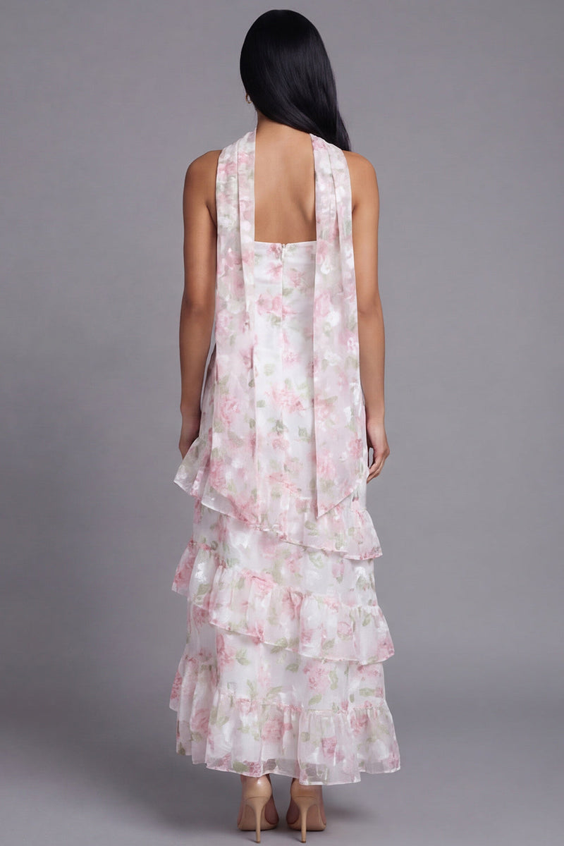 Load image into Gallery viewer, Mermaid Yellow Strapless Floral Maxi Beach Wedding Guest Dress with Ruffles