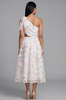 Load image into Gallery viewer, Maxi Floral A Line White Pink Flower Beach Wedding Guest Dress with Bow