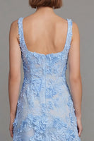 Load image into Gallery viewer, Floral Square Neck A Line Blue Maxi Wedding Guest Dress