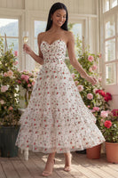 Load image into Gallery viewer, Champagne Floral Ruched Maxi A Line Beach Wedding Guest Dress with Ruffles