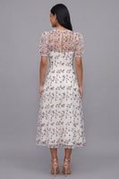 Load image into Gallery viewer, White Pink Flower Maxi V-Neck A Line Beach Wedding Guest Dress