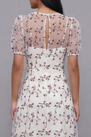 Load image into Gallery viewer, White Pink Flower Maxi V-Neck A Line Beach Wedding Guest Dress