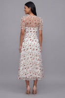 Load image into Gallery viewer, White Pink Flower Maxi V-Neck A Line Beach Wedding Guest Dress