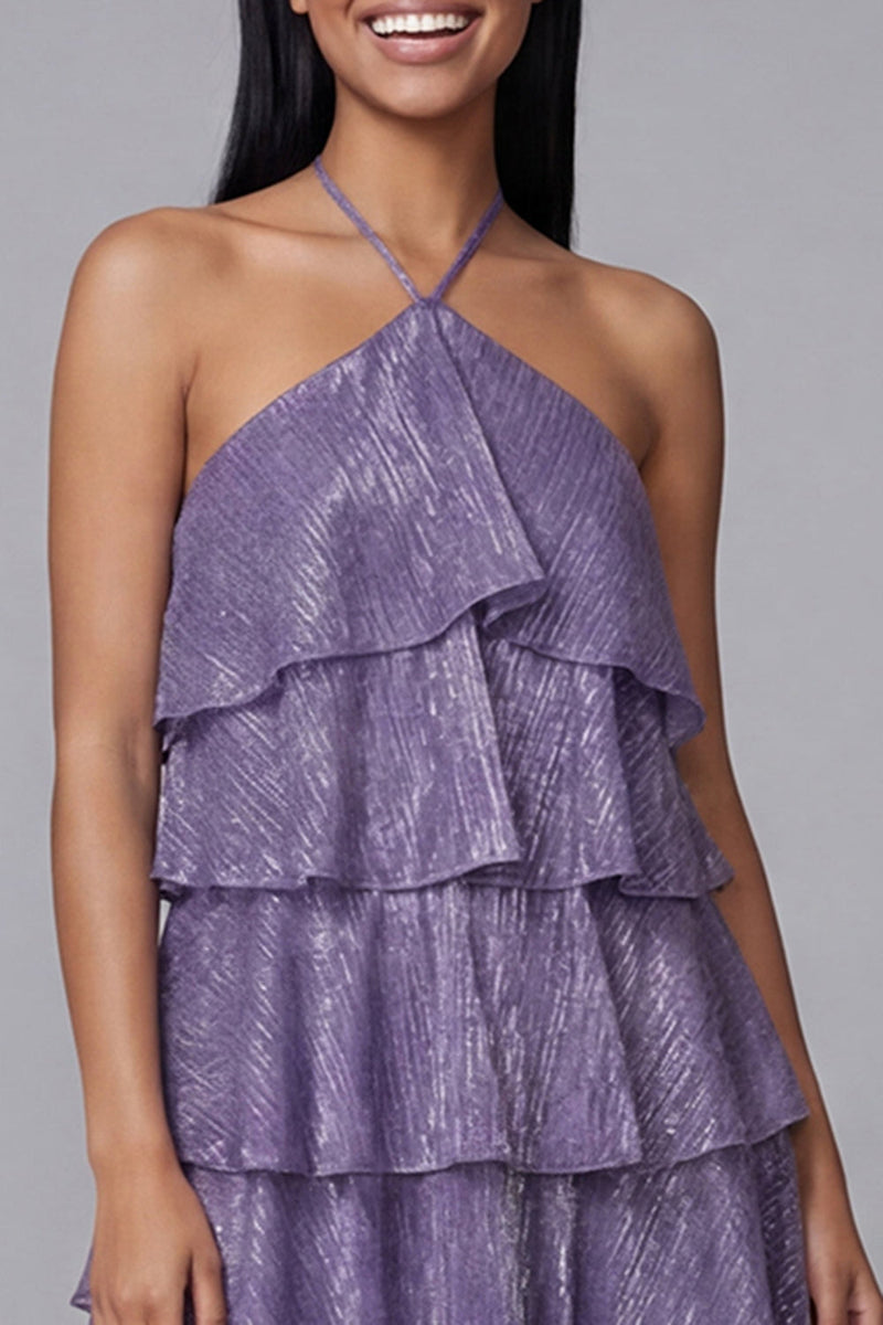 Load image into Gallery viewer, White Pink Flower A Line Short Beach Wedding Guest Dress with Ruffles