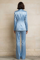 Load image into Gallery viewer, Blue 2 Piece Single Breasted Peak Lapel Wide Leg Prom Suits