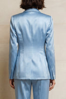 Load image into Gallery viewer, Blue 2 Piece Single Breasted Peak Lapel Wide Leg Prom Suits