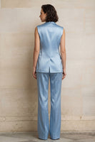 Load image into Gallery viewer, 2 Piece Blue Peak Lapel Single Breasted Sleeveless Prom Suits