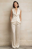 Load image into Gallery viewer, 2 Piece Blue Peak Lapel Single Breasted Sleeveless Prom Suits