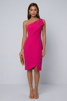 Load image into Gallery viewer, Black Pencil One Shoulder Knee Length Work Dress