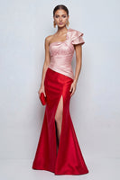 Load image into Gallery viewer, Pink and Red Long Mermid Patchwork Formal Dress with Slit