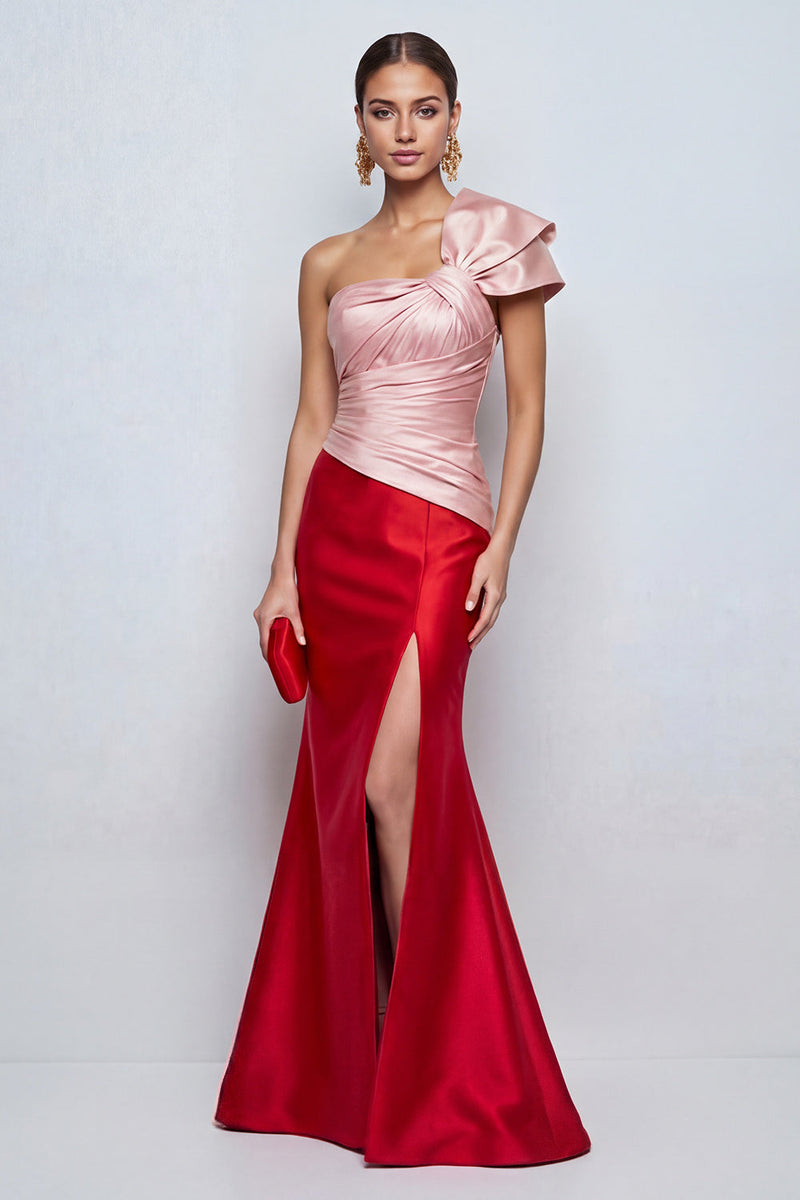 Load image into Gallery viewer, Pink and Red Long Mermid Patchwork Formal Dress with Slit