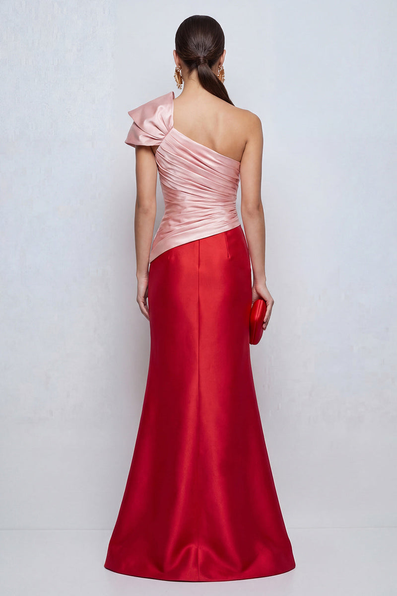 Load image into Gallery viewer, Pink and Red Long Mermid Patchwork Formal Dress with Slit
