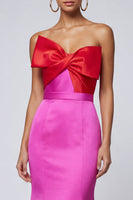 Load image into Gallery viewer, Fuchsia and Red Patchwork Mermaid Long Formal Dress with Bow