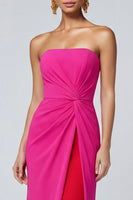 Load image into Gallery viewer, Fuchsia and Red Mermaid Long Patchwork Strapless Formal Dress