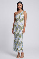 Load image into Gallery viewer, Floral Green Sheath One Shoulder Maxi Formal Dress