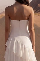 Load image into Gallery viewer, Strapless Ivory A Line Maxi Beach Wedding Dress with Ruffles