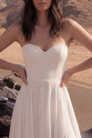 Load image into Gallery viewer, Ivory Strapless Maxi A Line Beach Wedding Dress with Slit