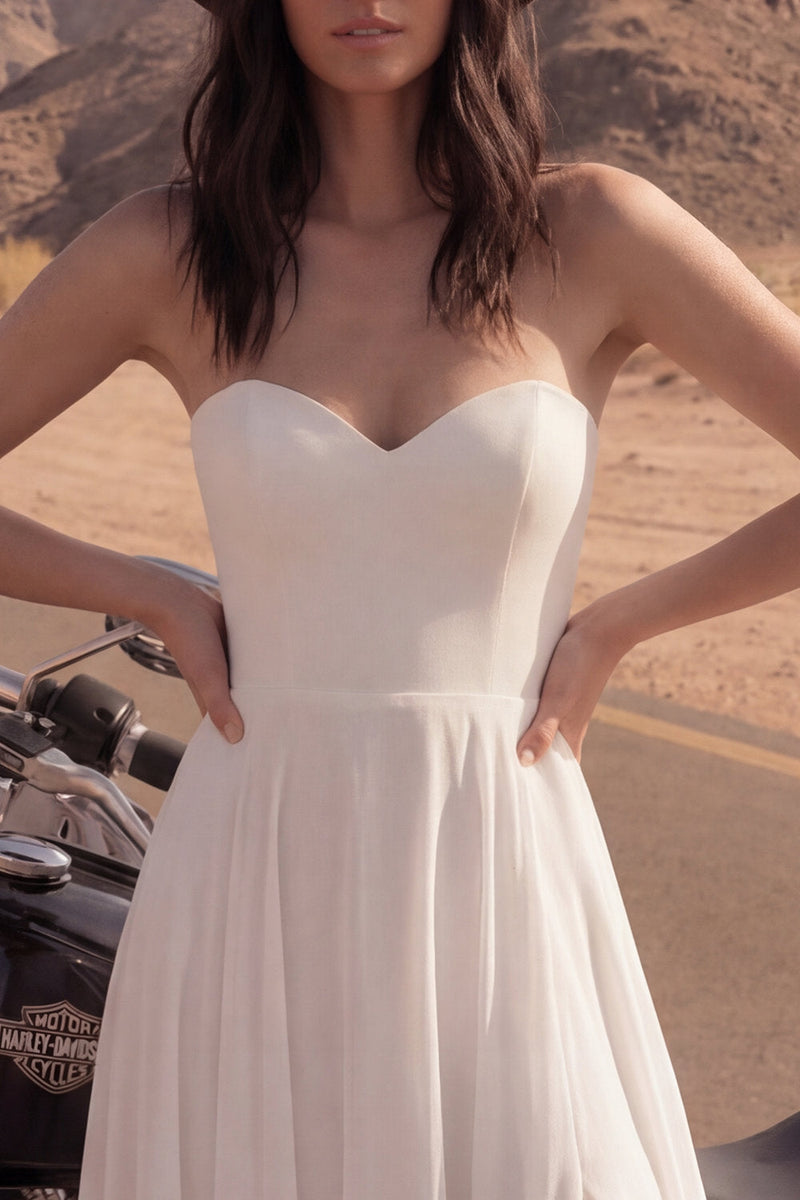 Load image into Gallery viewer, Ivory Strapless Maxi A Line Beach Wedding Dress with Slit