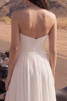 Load image into Gallery viewer, Ivory Strapless Maxi A Line Beach Wedding Dress with Slit