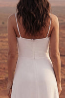 Load image into Gallery viewer, Maxi Ivory Sheath Spaghetti Straps Beach Wedding Dress
