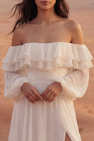 Load image into Gallery viewer, Ivory Maxi A Line Beach Wedding Dress with Ruffles