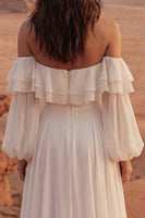 Load image into Gallery viewer, Ivory Maxi A Line Beach Wedding Dress with Ruffles