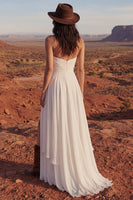Load image into Gallery viewer, Simple Ivory Strapless Maxi A Line Beach Wedding Dress with Slit