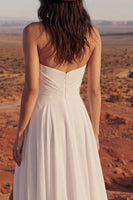 Load image into Gallery viewer, Simple Ivory Strapless Maxi A Line Beach Wedding Dress with Slit