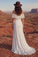 Load image into Gallery viewer, Ivory Maxi Mermaid Floral Boho Wedding Dress with Ruffles