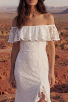 Load image into Gallery viewer, Ivory Maxi Mermaid Floral Boho Wedding Dress with Ruffles