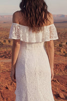 Load image into Gallery viewer, Ivory Maxi Mermaid Floral Boho Wedding Dress with Ruffles