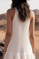 Load image into Gallery viewer, Simple Ivory Flare Pleated Short Beach Wedding Dress with Ruffles