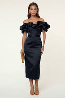 Load image into Gallery viewer, Black Maxi Bodycon Formal Dress with Ruffles