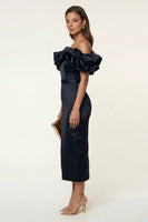 Load image into Gallery viewer, Black Maxi Bodycon Formal Dress with Ruffles