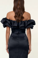 Load image into Gallery viewer, Black Maxi Bodycon Formal Dress with Ruffles