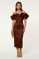 Load image into Gallery viewer, Black Maxi Bodycon Formal Dress with Ruffles
