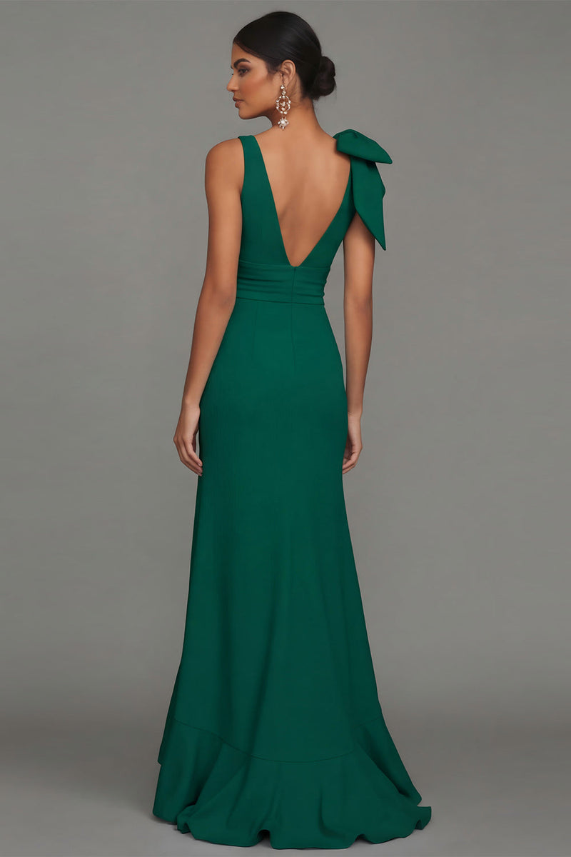 Load image into Gallery viewer, Sky Blue Long Mermaid V-Neck Formal Dress with Ruffles