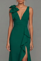 Load image into Gallery viewer, Sky Blue Long Mermaid V-Neck Formal Dress with Ruffles