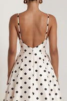 Load image into Gallery viewer, Black and White Polka Dots Long Ruched A Line Formal Dress