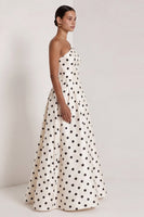 Load image into Gallery viewer, One Shoulder Black and White Polka Dots A Line Long Formal Dress