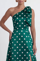 Load image into Gallery viewer, Black and White Polka Dots A Line Long Formal Dress with Bow