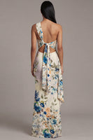 Load image into Gallery viewer, Black Sheath Floral Ruched Maxi Beach Wedding Guest Dress