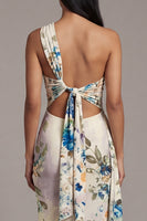 Load image into Gallery viewer, Black Sheath Floral Ruched Maxi Beach Wedding Guest Dress