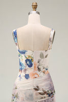 Load image into Gallery viewer, Square Neck Floral A Line Draped Maxi Ivory Beach Wedding Guest Dress