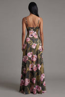 Load image into Gallery viewer, Olive A Line Floral Spaghetti Straps Maxi Beach Wedding Guest Dress