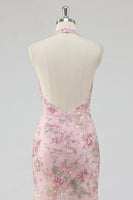 Load image into Gallery viewer, Sparkly Pink Floral Mermaid Sequin Long Prom Dress with Slit