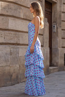 Load image into Gallery viewer, Black and White Polka Dots Corset Strapless A Line Long Prom Dress with Ruffles